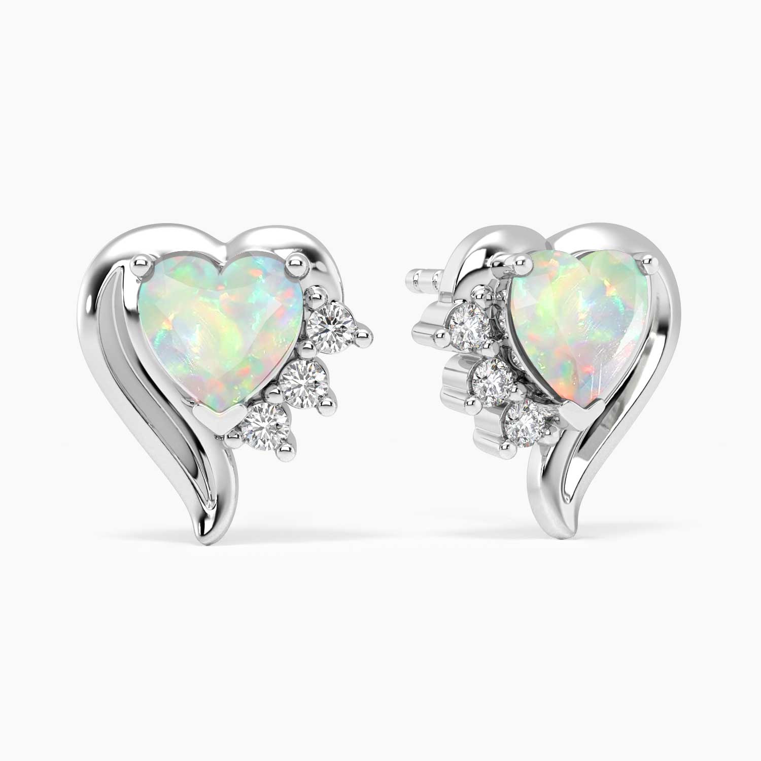 opal heart earrings