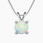 White Opal Pendant Necklace in 925 Sterling Silver - Round-cut