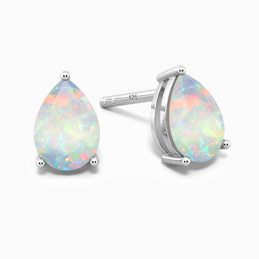 Pear Shape Opal Earrings in 925 Silver 